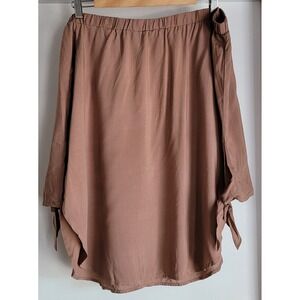 NWT Just Quella Women's Off-shoulder Blouse Size L Brown 100% Viscose Bohemian